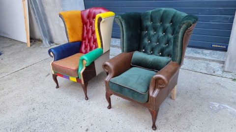  Fotele uszkaki Chesterfield