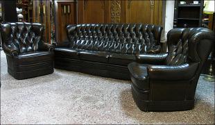 KOMPLET WYPOCZYNKOWY W STYLU CHESTERFIELD - zdjęcie 1