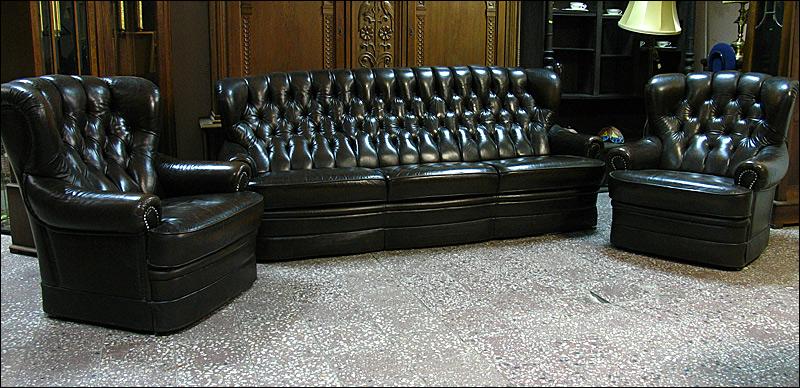 KOMPLET WYPOCZYNKOWY W STYLU CHESTERFIELD - 1
