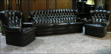 KOMPLET WYPOCZYNKOWY W STYLU CHESTERFIELD - zdjęcie 2