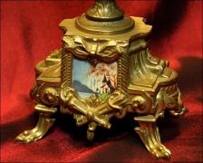 PIĘKNY ZEGAR MOSIĘŻNY Z MALOWANĄ PORCELANĄ - zdjęcie 8