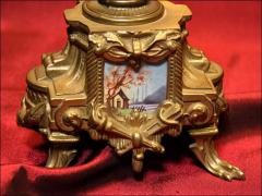 PIĘKNY ZEGAR MOSIĘŻNY Z MALOWANĄ PORCELANĄ - zdjęcie 9