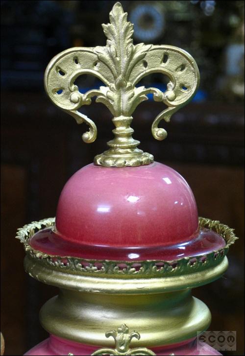 MOSIĘŻNY ZEGAR Z PIĘKNĄ RÓŻOWĄ PORCELANĄ - 3