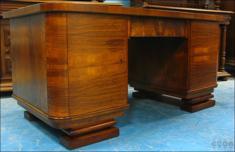 ORZECHOWE BIURKO ART DECO - PO RENOWACJI (ou) - 2