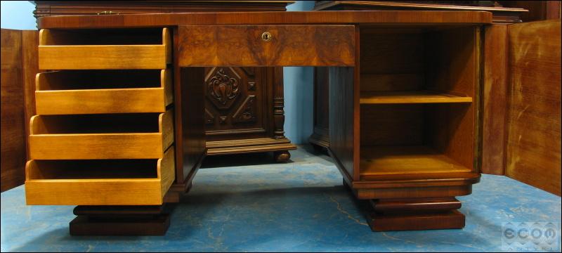 ORZECHOWE BIURKO ART DECO - PO RENOWACJI (ou) - 9