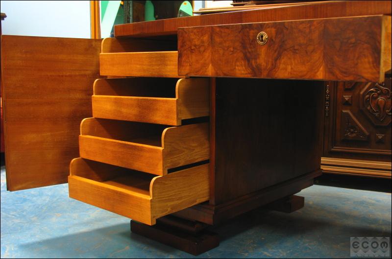 ORZECHOWE BIURKO ART DECO - PO RENOWACJI (ou) - 10