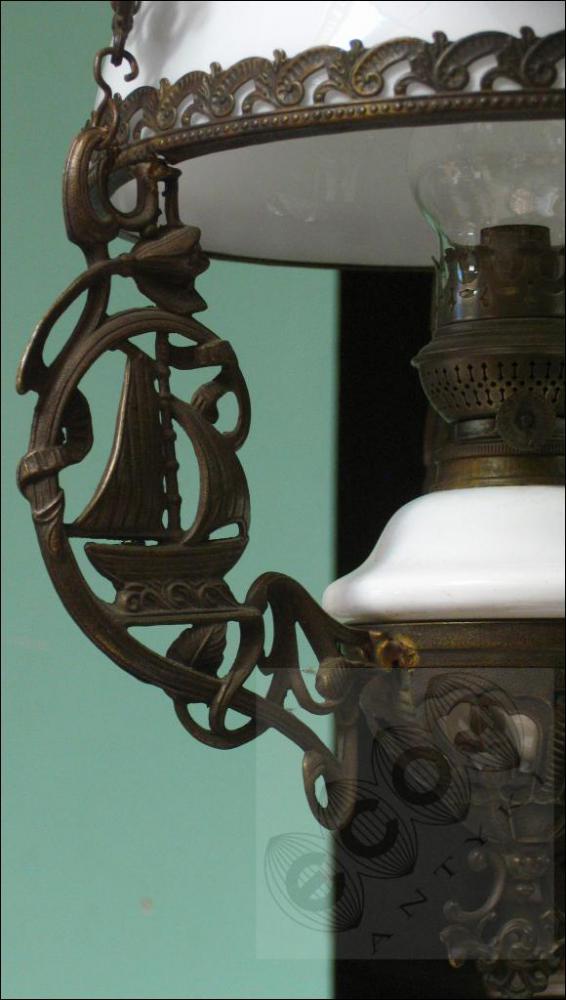 WISZĄCA LAMPA NAFTOWA Z OKRESU MIĘDZYWOJENNEGO (k) - 5