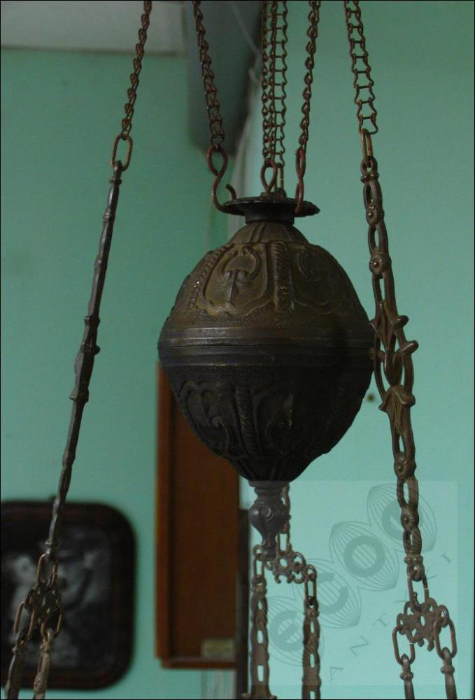 WISZĄCA LAMPA NAFTOWA Z OKRESU MIĘDZYWOJENNEGO (k) - 8