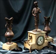 MARMUROWY ZEGAR Z PRZYSTAWKAMI PRZEŁ. XIX I XX w. - zdjęcie 16