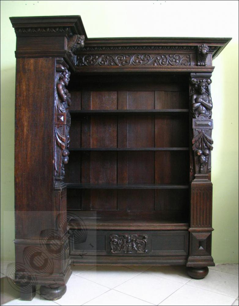NAROŻNA DĘBOWA BIBLIOTEKA / REGAŁ (k) - 1