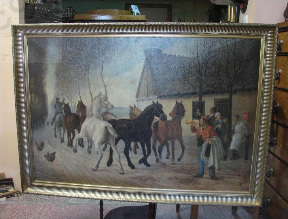 OBRAZ KONIE PRZY OBERŻY - OTTO BACHE (k) - 1