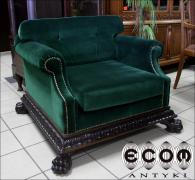 WIELKI ORZECHOWY FOTEL Z XIX WIEKU - zdjęcie 1