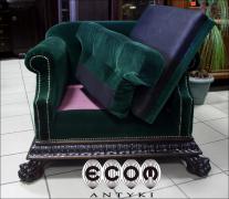 WIELKI ORZECHOWY FOTEL Z XIX WIEKU - zdjęcie 3