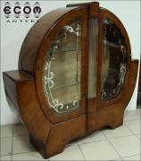 OKRĄGŁA ORZECHOWA WITRYNA ART DECO - RODZYNEK - zdjęcie 1
