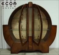 OKRĄGŁA ORZECHOWA WITRYNA ART DECO - RODZYNEK - zdjęcie 3