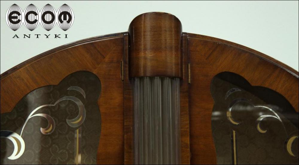 OKRĄGŁA ORZECHOWA WITRYNA ART DECO - RODZYNEK - 3