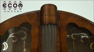 OKRĄGŁA ORZECHOWA WITRYNA ART DECO - RODZYNEK - zdjęcie 4