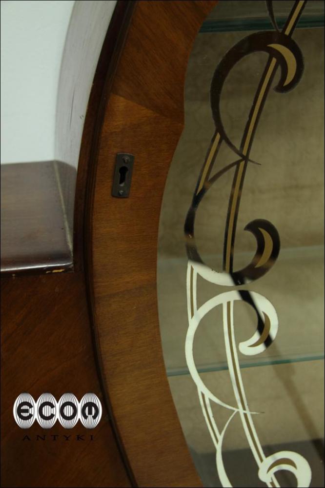 OKRĄGŁA ORZECHOWA WITRYNA ART DECO - RODZYNEK - 5