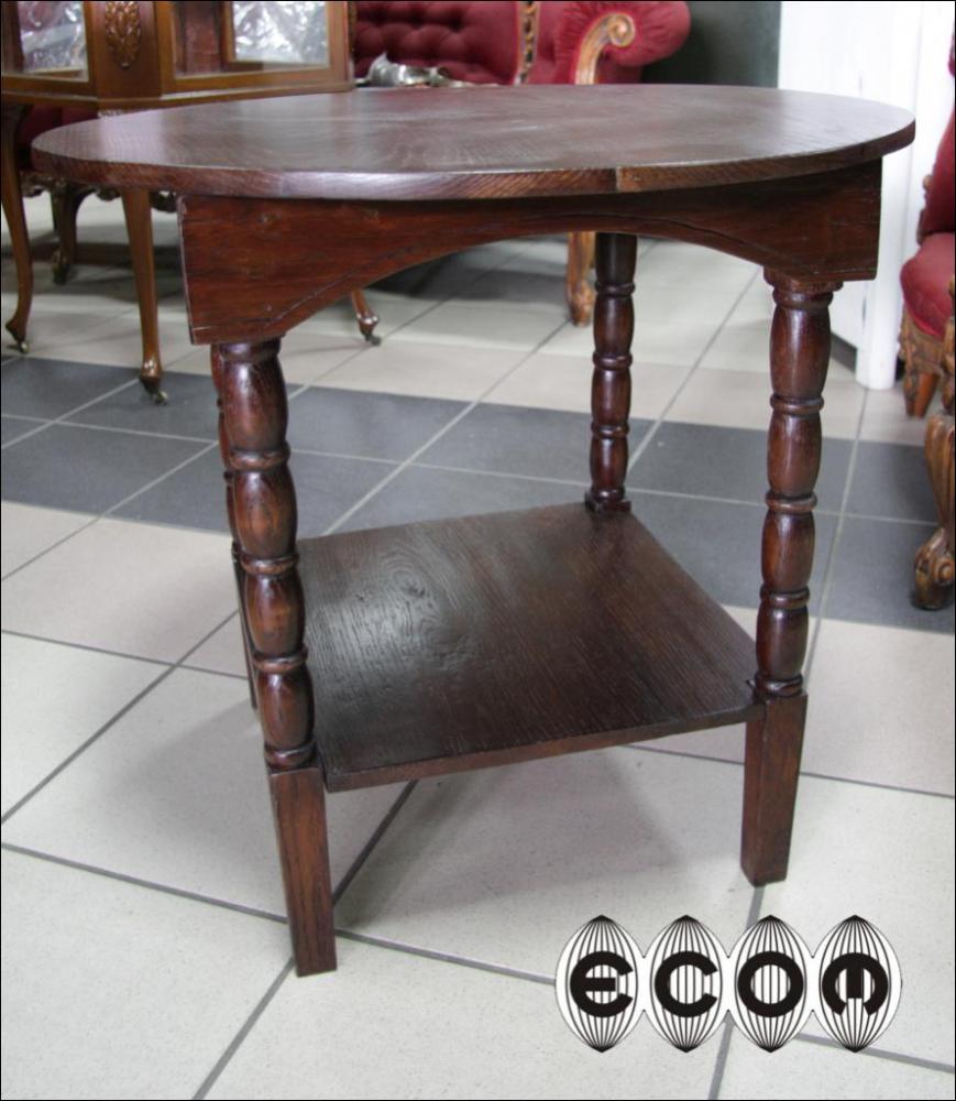 OKRĄGŁY DĘBOWY STOLIK - 1