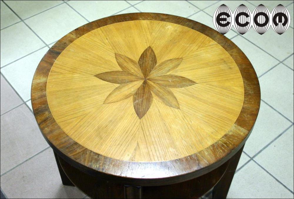 OKRĄGŁY INTARSJOWANY STOLIK - 1