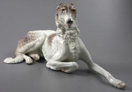 DUŻA FIGURKA PSA BORZOJ / Nymphenburg / - zdjęcie 3