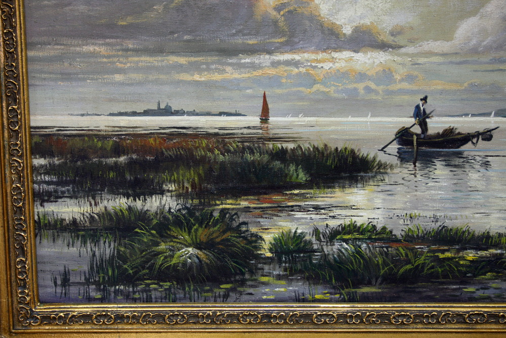 DUŻY OBRAZ OLEJNY - WIDOK NA JEZIORO - 3
