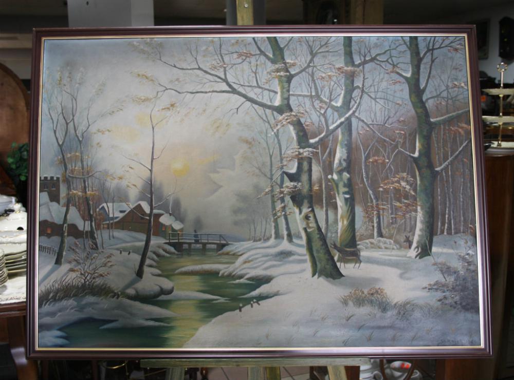 Obraz olejny - pejzaż zimowy - 1