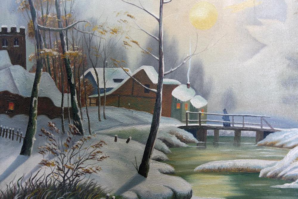 Obraz olejny - pejzaż zimowy - 3