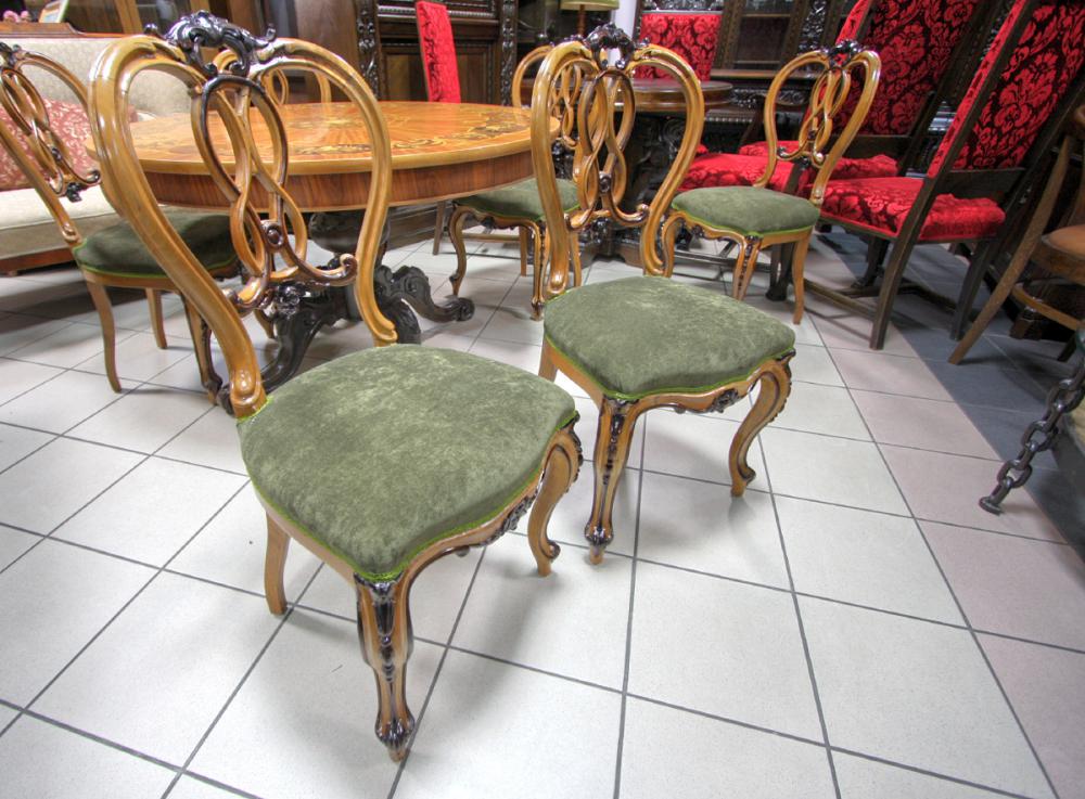STÓŁ INTARSJOWANY + 6 KRZESEŁ / po renowacji / - 6