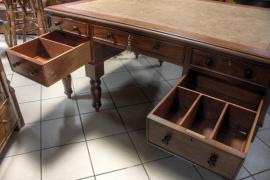 WIKTORIAŃSKIE DWUSTRONNE BIURKO / po renowacji / - zdjęcie 5