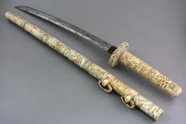 MIECZ WAKIZASHI - KOŚĆ SŁONIOWA, Meiji - zdjęcie 1