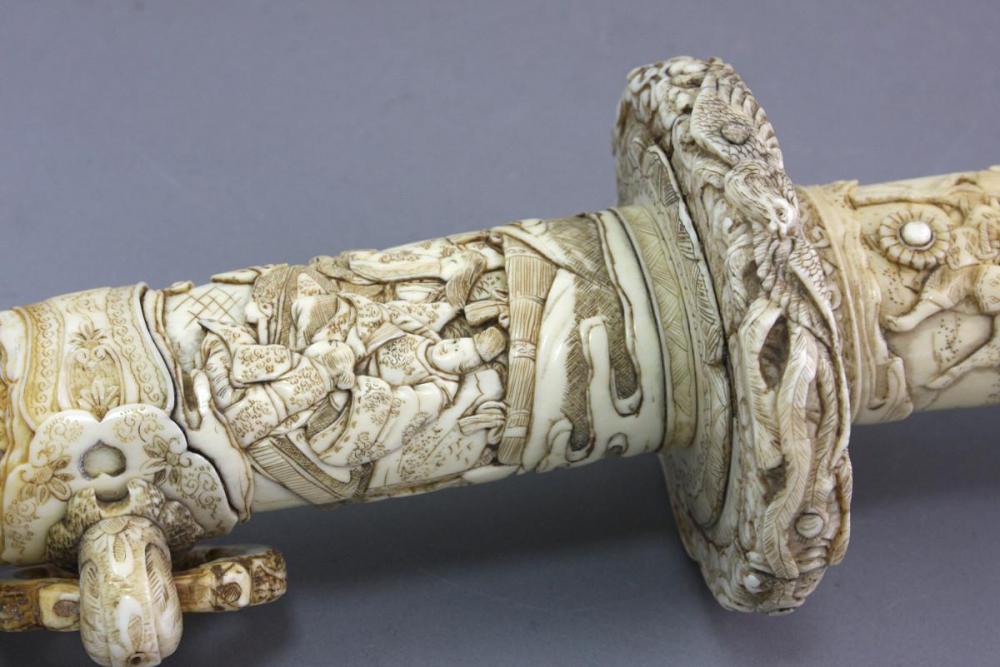 MIECZ WAKIZASHI - KOŚĆ SŁONIOWA, Meiji - 6