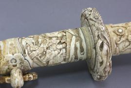 MIECZ WAKIZASHI - KOŚĆ SŁONIOWA, Meiji - zdjęcie 7