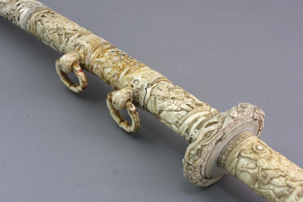 MIECZ WAKIZASHI - KOŚĆ SŁONIOWA, Meiji - 8