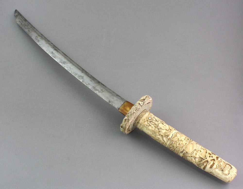 MIECZ WAKIZASHI - KOŚĆ SŁONIOWA, Meiji - 10