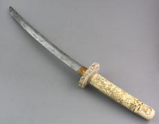 MIECZ WAKIZASHI - KOŚĆ SŁONIOWA, Meiji - zdjęcie 11