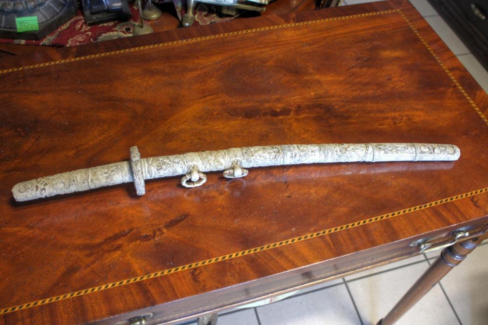 MIECZ WAKIZASHI - KOŚĆ SŁONIOWA, Meiji - 12