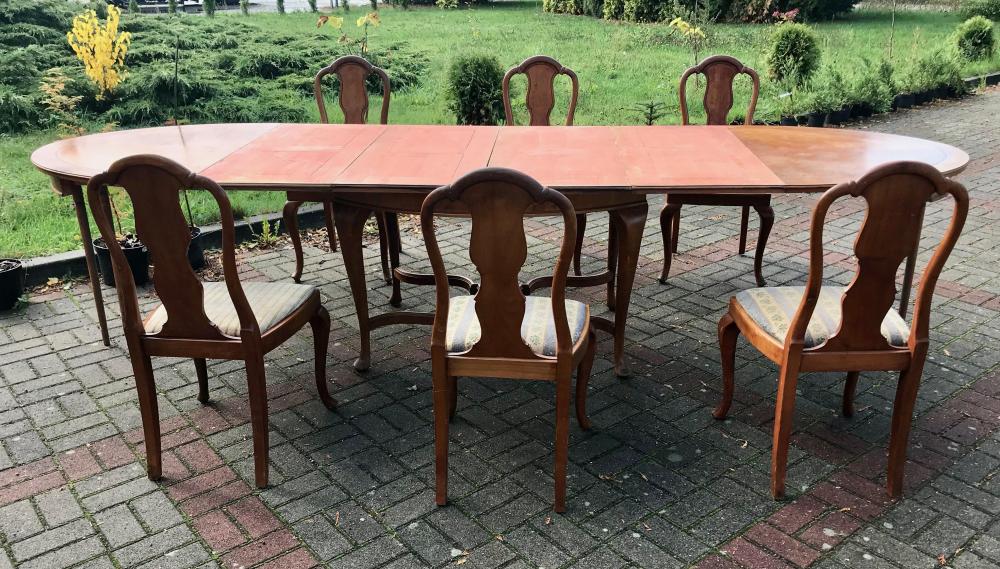 PIĘKNY STÓŁ Z 6 KRZESŁAMI - ORZECH - 3 PIĘKNY STÓŁ Z 6 KRZESŁAMI - ORZECH - 3