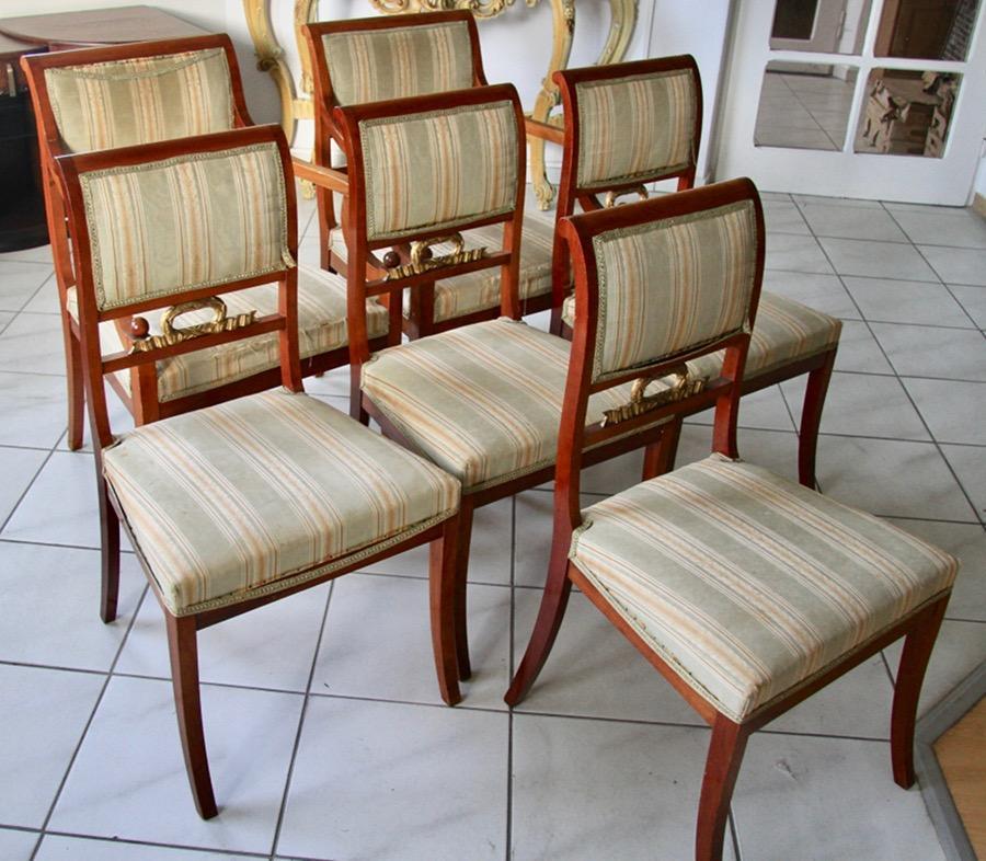 KOMPLET 6 KRZESEŁ EMPIR / BIEDERMEIER  - 4