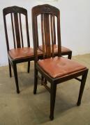 KOMPLET 3 KRZESEŁ DĘBOWYCH - PRZEŁ XIX I XX W. - zdjęcie 2