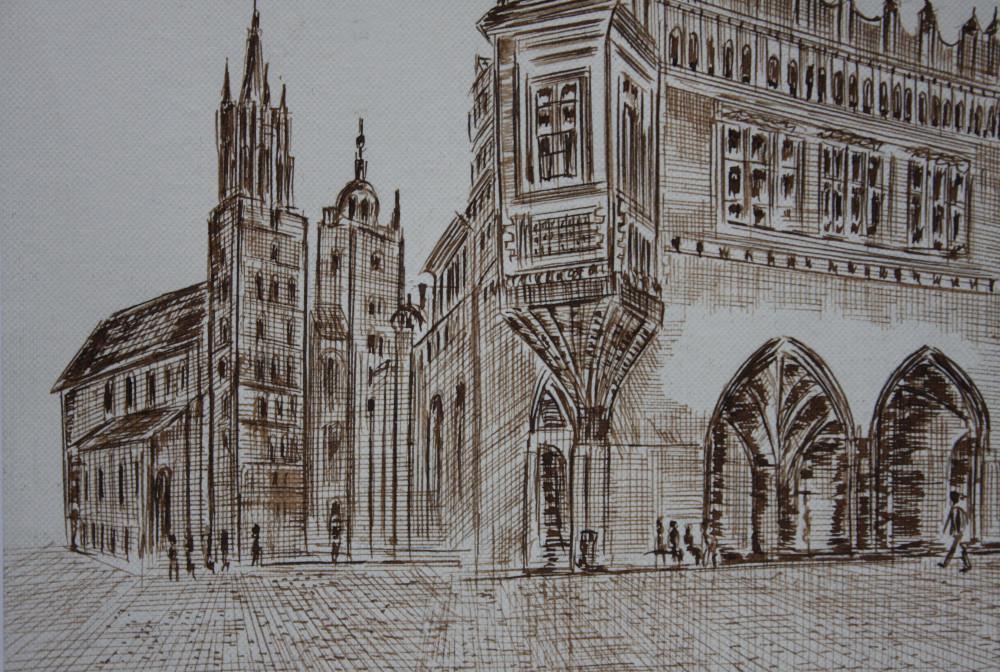 GRAFIKA / RYSUNEK - KRAKÓW, SUKIENNICE - RYSZARD PODPORSKI - 3