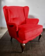 Fotel uszak- czerwono-malinowy komfort.