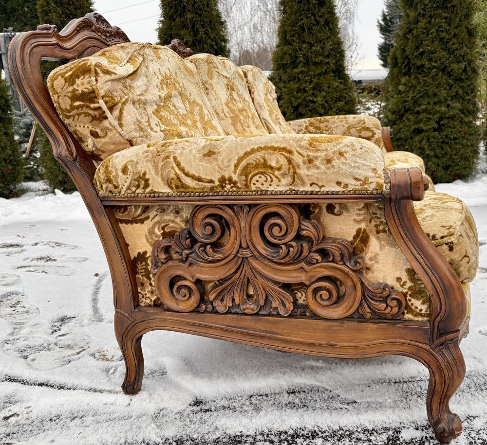 Komplet wypoczynkowy w stylu chippendale sofa +2 fotele - 3