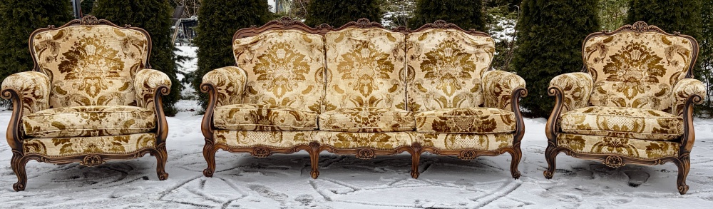 Komplet wypoczynkowy w stylu chippendale sofa +2 fotele - 13