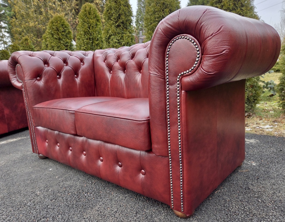 Komplet Wypoczynkowy Chesterfield Clasic 3 2 1 skóra - 7