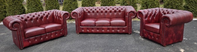 Komplet Wypoczynkowy Chesterfield Clasic 3 2 1 skóra - zdjęcie 13